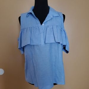 Ruffled cold shoulder top xl
